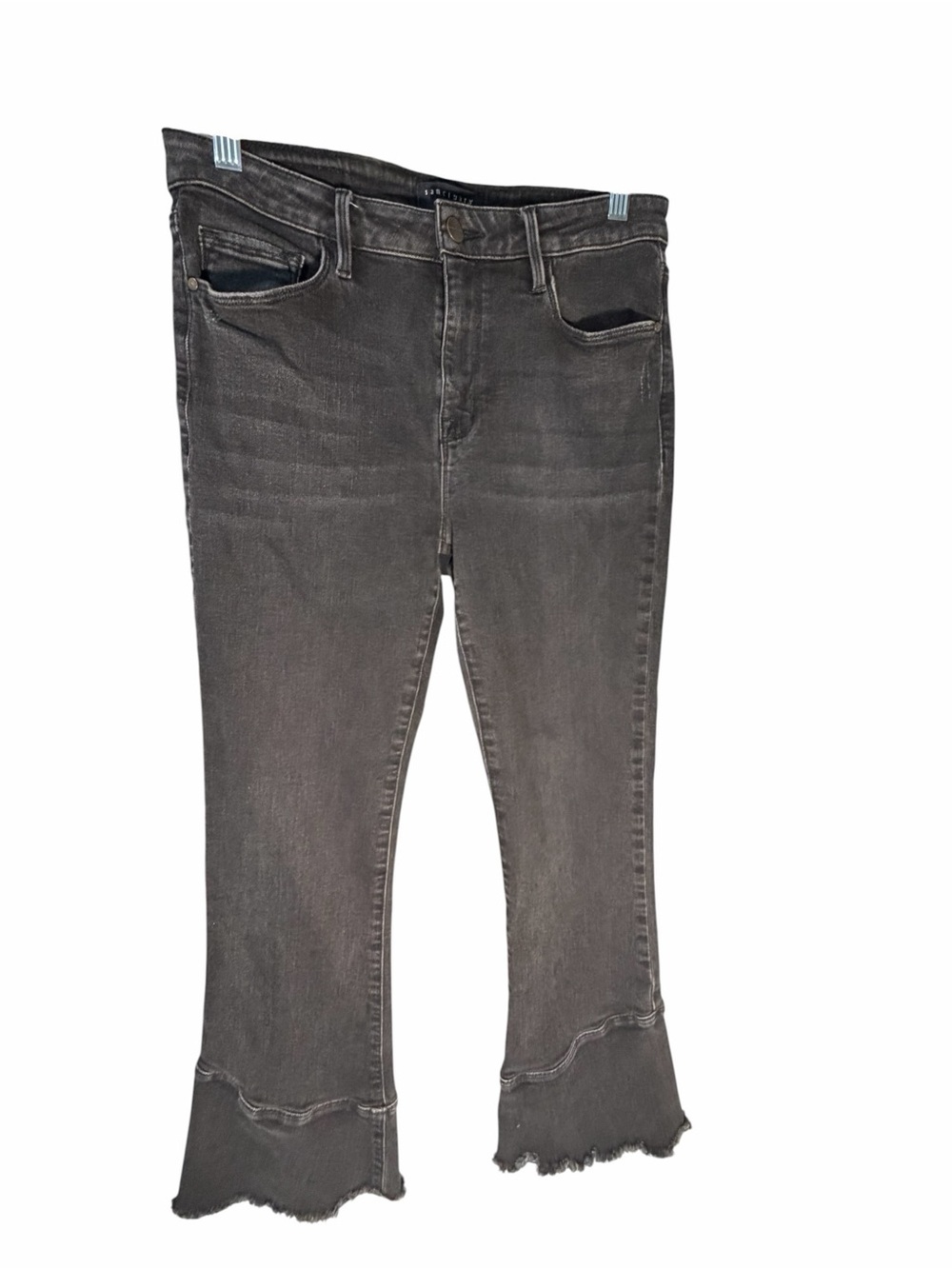 Sanctuary Connector Kick Crop Women's Washed Black Flare Hem Jeans Sz 8 - Picture 1 of 12